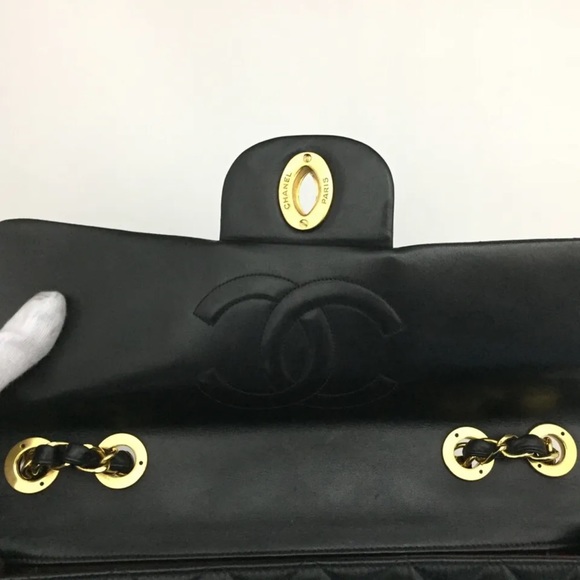 CHANEL $10K + NEW!Classic Black Leather Jumbo Gold Chain Flap Bag +Card/Dust Bag - Picture 8 of 16